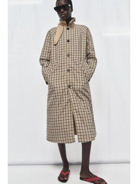 ZARA REVERSIBLE PLAID TRENCH COAT ZW COLLECTION